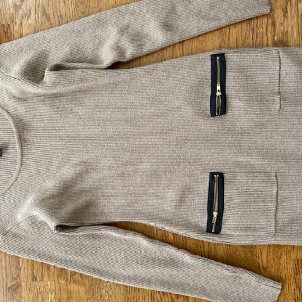sweater tunic, tan, great with tights or jeans,